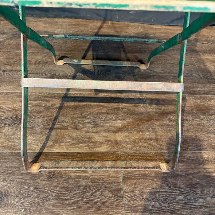 Antique French Folding Cafe' Bistro Chairs in Metal and Wood: Set of Four