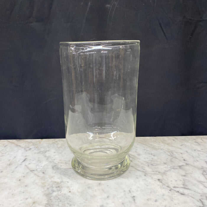 Hand-Blown Clear Glass Hurricane Vase, Footed Candle Holder and Centerpiece