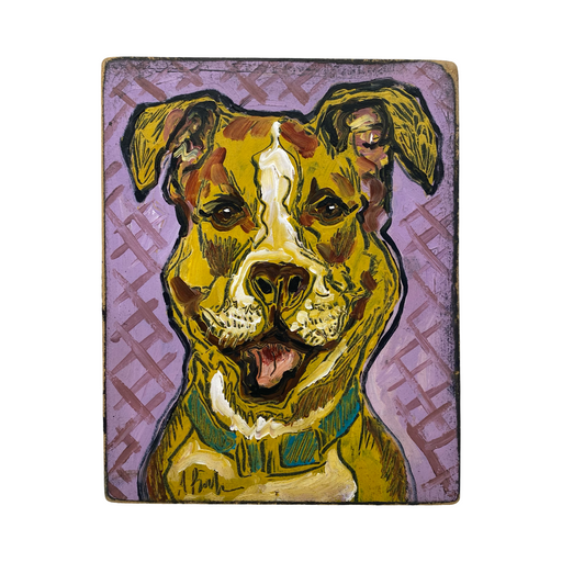 Dog Portrait Original Oil British of a Labrador, Pit Bull or Great Dane Signed Pet Portrait