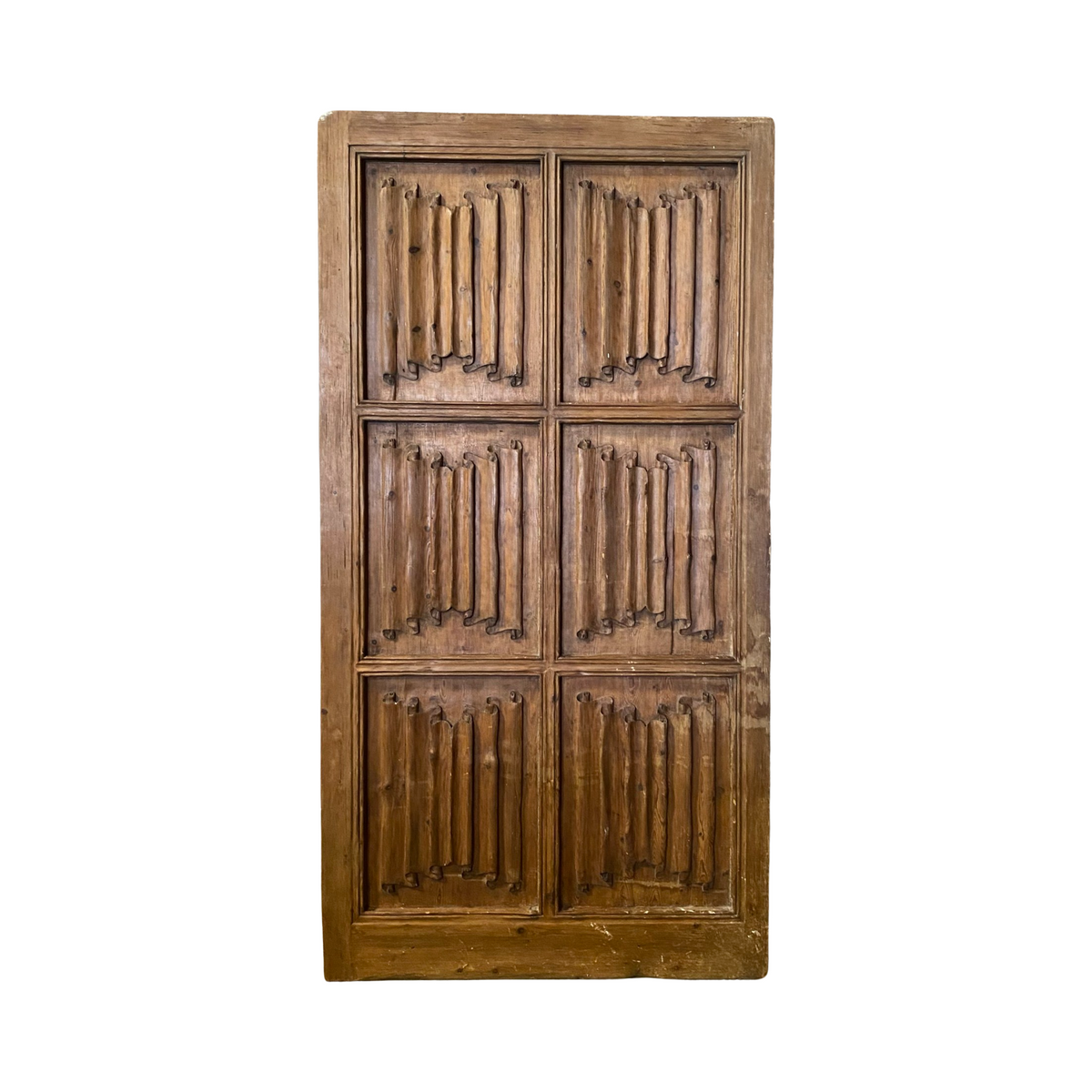 Museum Quality French Early Monumental Tall Six Panel Carved Oak