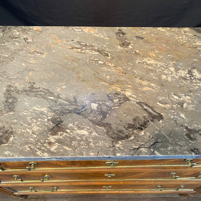 19th Century French Walnut Commode, Chest of Drawers, Dresser or Secrétaire Desk with Marble Top