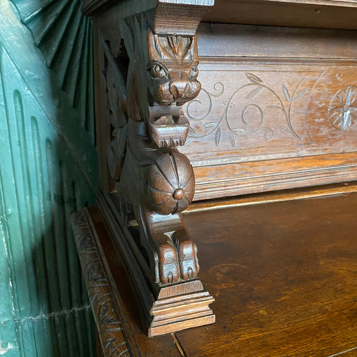 Antique French Renaissance Black Forest Hunt Buffet Sideboard 19th Century