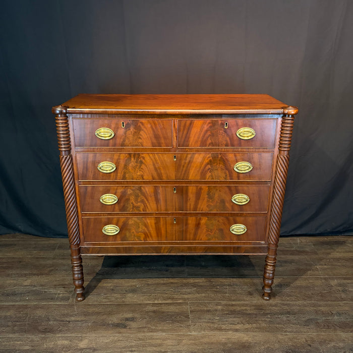Antique Sheraton Mahogany Cookie Corner Four Drawer Chest