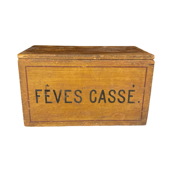 Antique French Box Faux Painted Feves Casse Large Decorative Box Large