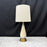 Italian Mid-Century Alabaster Teardrop Table Lamp with Gilt Metal Collar and Base
