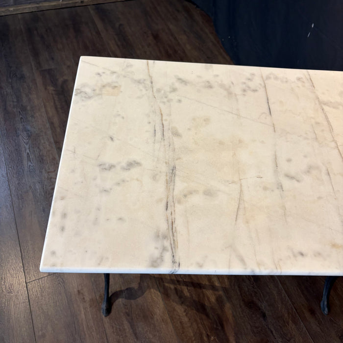 Antique French Marble Top Cafe and Bistro Table with Cast Iron Base