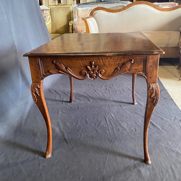 19th Century French Provincial Carved Louis XV Walnut Side Table or Accent Table with Hoof Feet