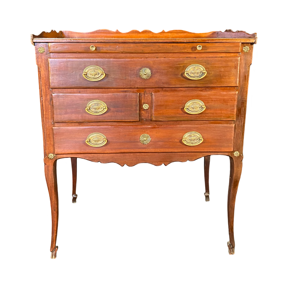 French 18th Century Regency 5-Drawer Petite Commode Chest of Drawers or Side Table with Writing Leaf