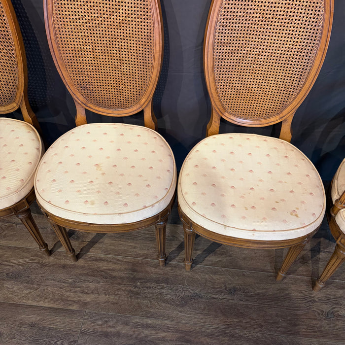 Set of 8 Midcentury French Louis XVI Style Cane Back Dining Chairs with Two Armchairs