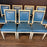 Set of Eight French Louis XVI Painted Dining Chairs in Blue Leather Circa 1920