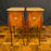 Pair French Louis XV Satinwood Nightstands with Inlaid Marquetry and Marble Tops