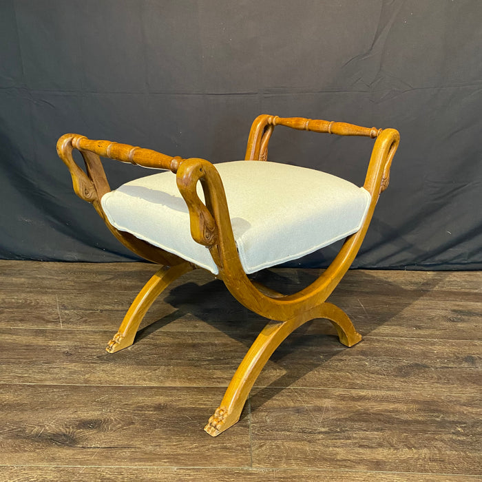 French Pair of Carved Swan Neck Benches