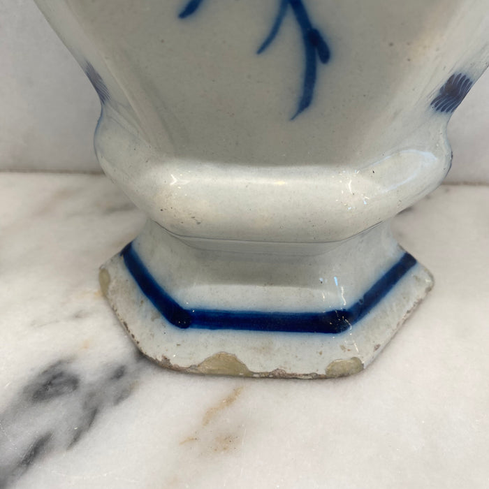 Early Antique Dutch Delft Blue and White Floral Vase, Netherlands