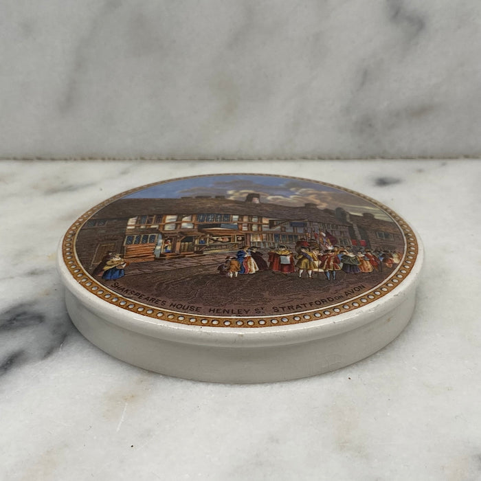 Antique English Victorian Prattware “Shakespeare's Birthplace” Pot Lid