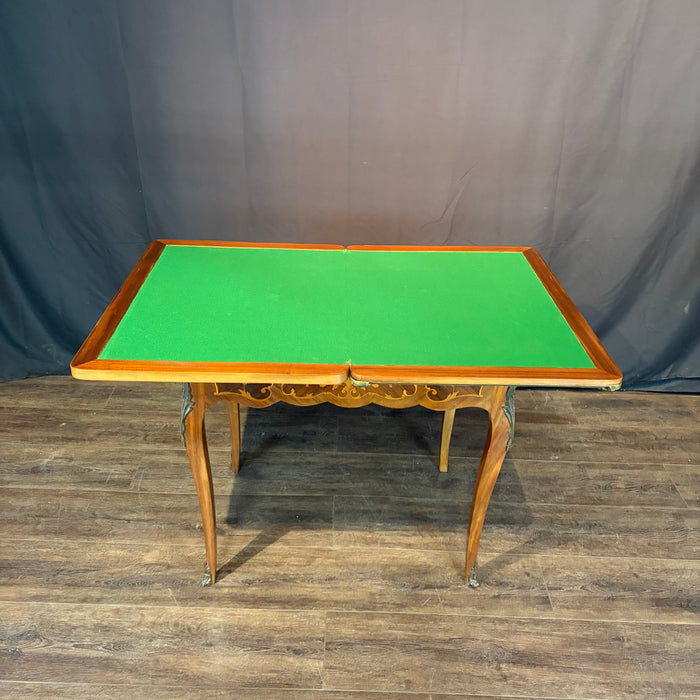 French Marquetry Belle Epoque Game Table, Accent Table, or Occasional Table and with Original Game Pieces