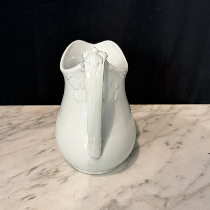 English Ironstone Pitcher by Thomas Hughes & Son with Leaf Detail