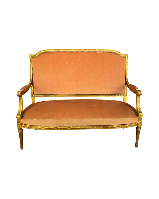 Antique French Louis XVI Sofa | Painted & Gilt Carved Canapé