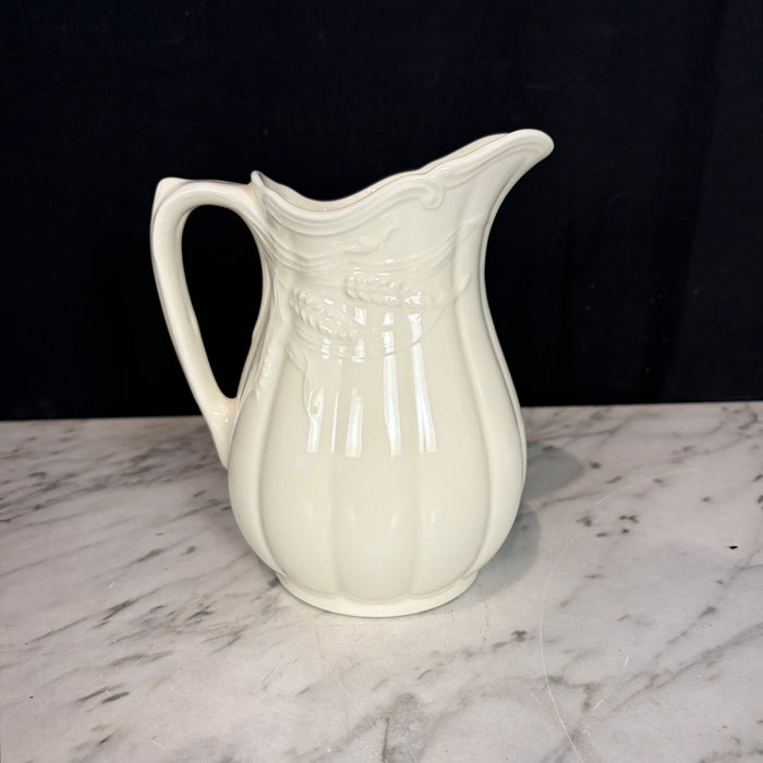 English Ironstone Pitcher with Wheat Motif