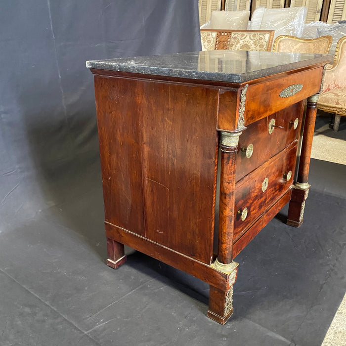 French 19th Century Empire Petite Walnut Commode with Original Marble Top