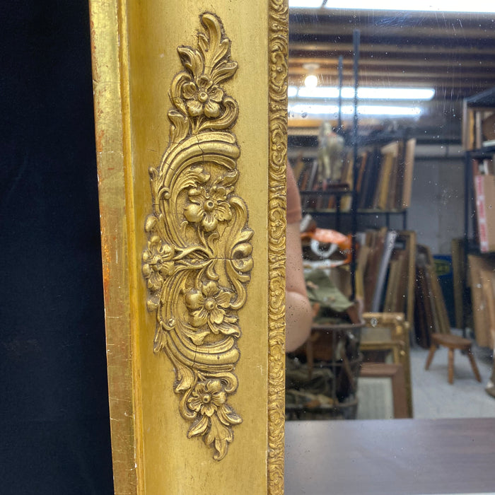 French 19th Century Empire Gold Gilt Wall Mirror with Original Mirror Glass