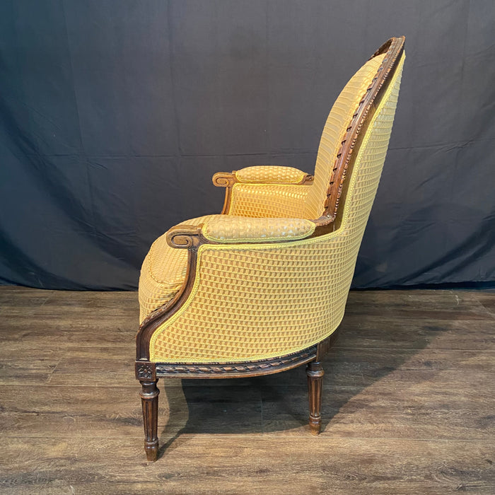 Fine Carved French Louis XVI Armchair or Bergere Chair with Exquisite Carving