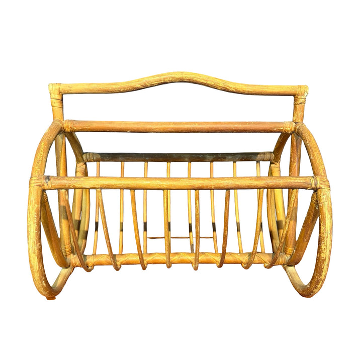 Antique Bent Rattan Cane Magazine Rack