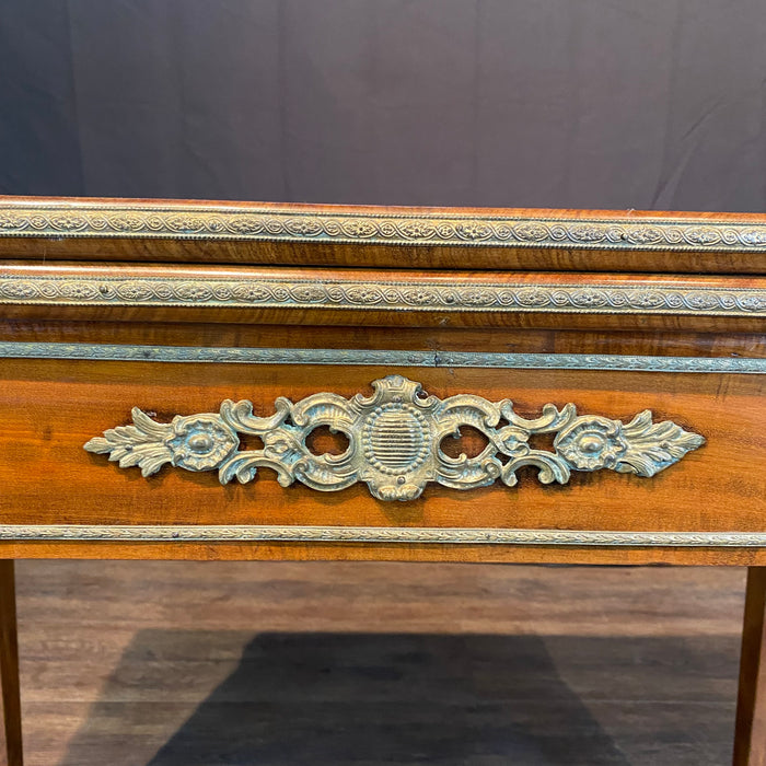 Antique French Neoclassical Game or Card Table, or Console, Occasional Table or Side Table with Fold-Over Top and Gilt-Bronze Mounts