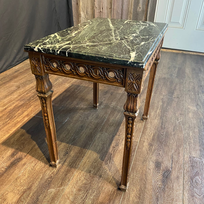 French Louis XVI Carved Marble Top Side Table, Coffee Table or Occasional Table
