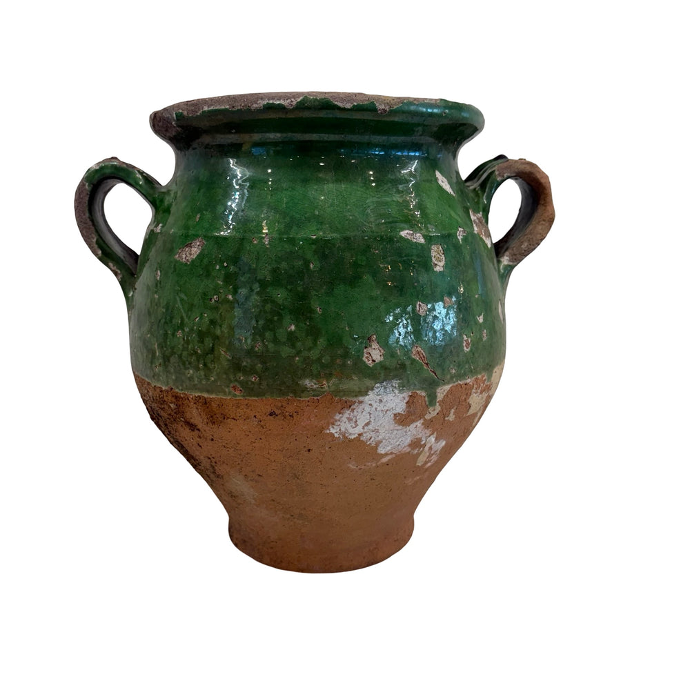 French Confit Pot with Green Glaze from the 19th Century #8687