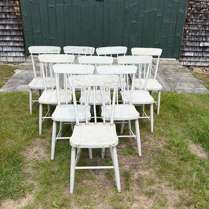 Set of Ten 19th Century Plank Seat Grange Chairs from Maine