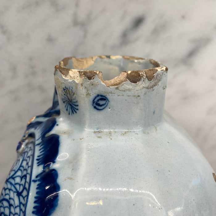 Antique Dutch Delft Blue and White Faience Vase