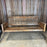 Antique Maine Wooden Porch Swing with Slatted Seat and Decorative Cutout Back