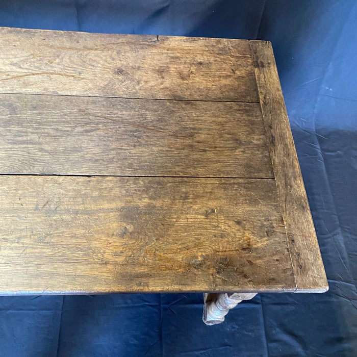 19th Century French Oak Provincial Farmhouse Dining Table - Refectory with Sliding Top and Storage