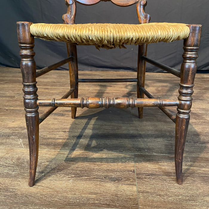 Early Rosewood Side Chair or Accent Chair with Rush Seat