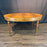 Midcentury French Louis XVI Style Walnut Parquetry Oval Extension Dining Table with Two Leaves