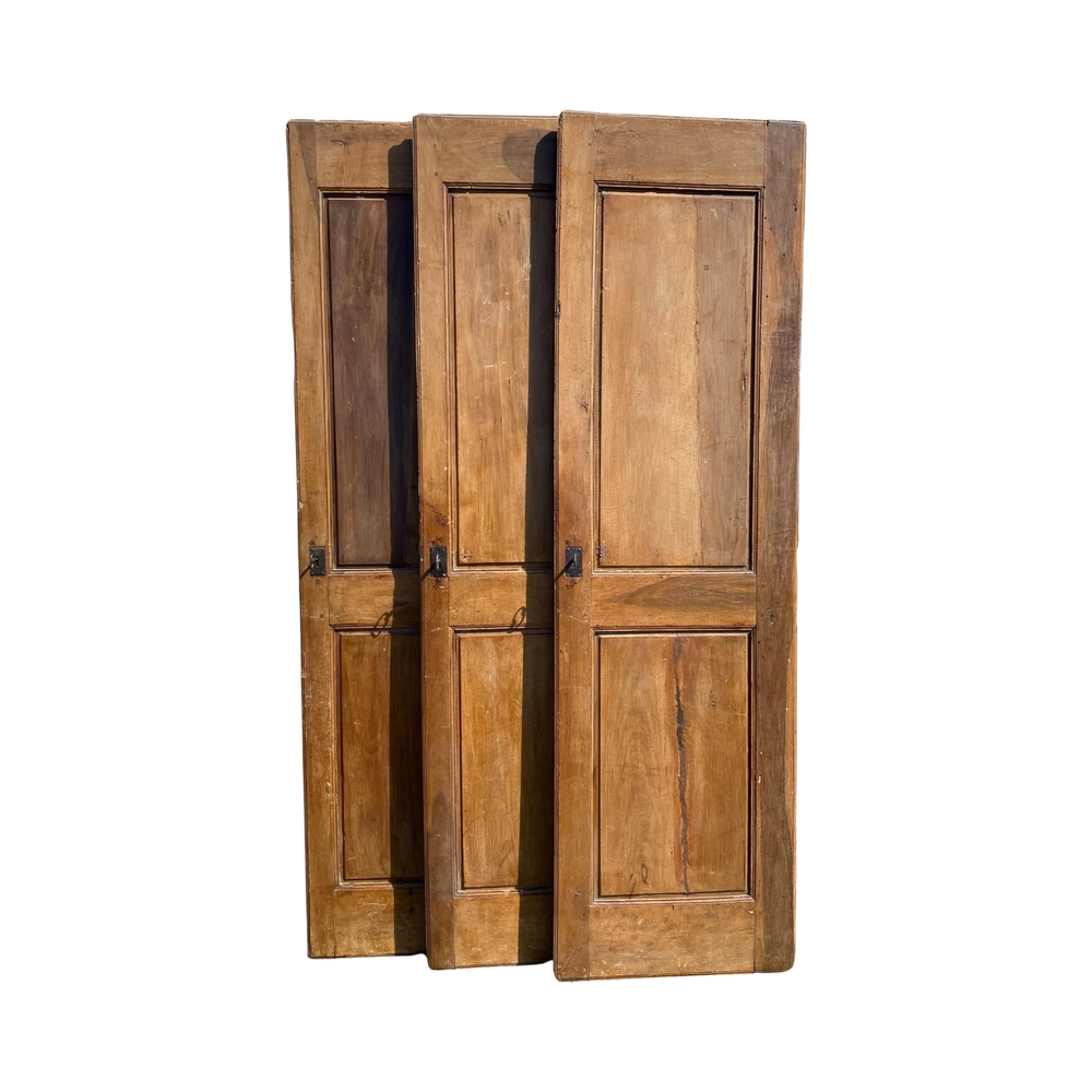 Set of 6 French Antique Walnut Doors (3 Pairs) with Original Keys in the Shape of Numbers 1, 2 and 3