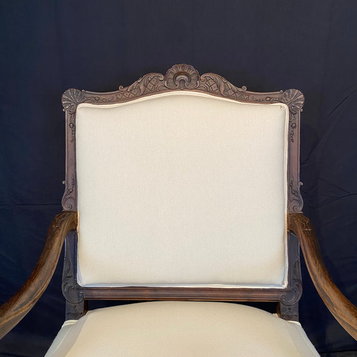 Antique French Louis XV Pair of Chairs or Fauteuils Carved 19th Century