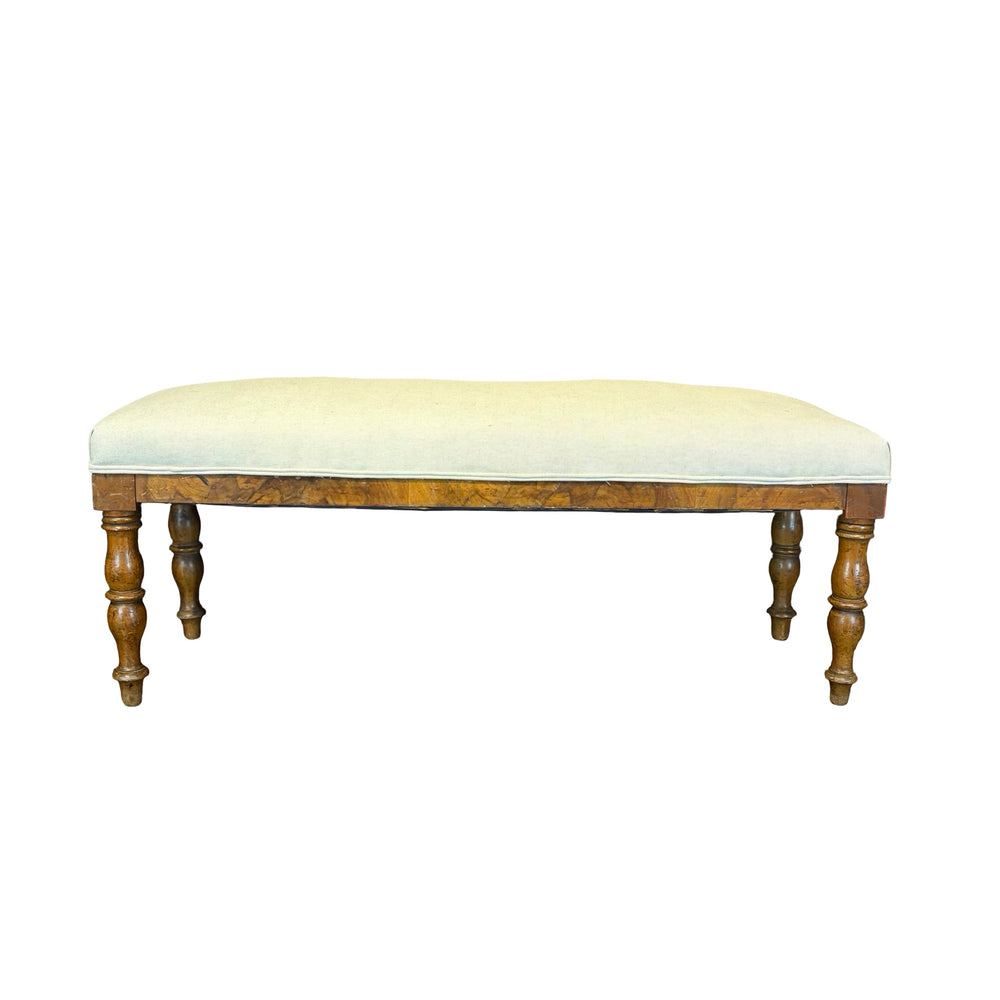 19th Century French Walnut Upholstered Bench