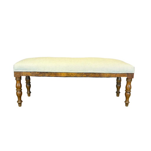 19th Century French Walnut Upholstered Bench