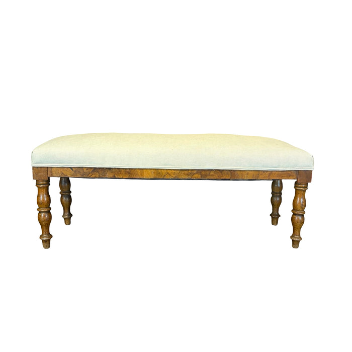 19th Century French Walnut Upholstered Bench