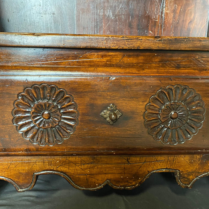 19th Century French Hand Carved Open Bookcase or Book Shelf in Louis XV Style with Carved Sunflowers