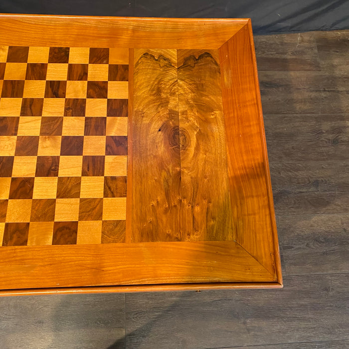 Antique French Inlaid Game Table with Reversible Chessboard Top and Inset Backgammon