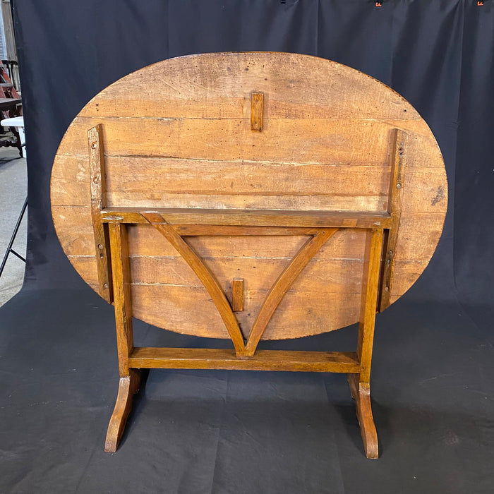 Large Oval Cherry French Early 19th Century Vigneron or Tilt-Top Walnut 'Table De Vendange' or Wine Tasting Table