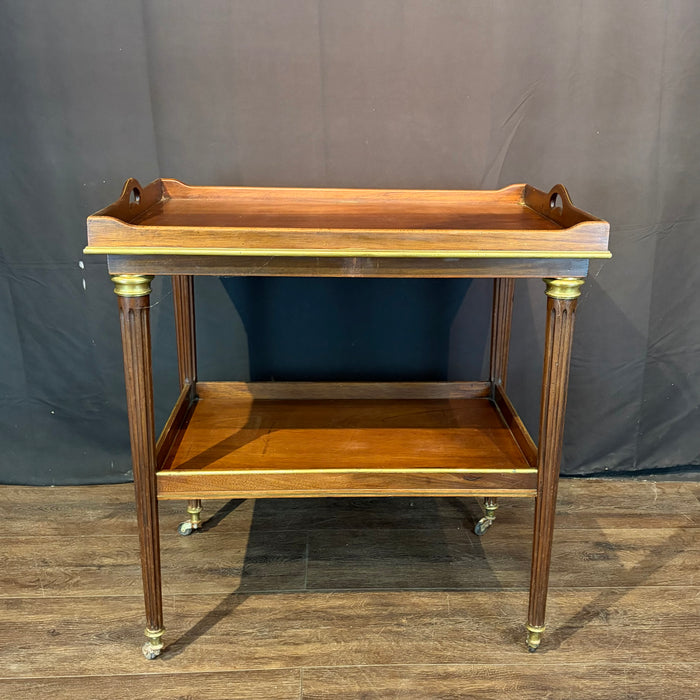 Antique French Bar Cart or Drinks Trolley with Pull-Out Leaves, Lower Shelf and Fluted Legs