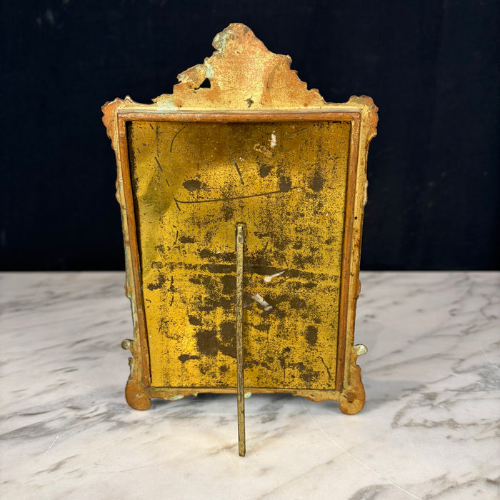Antique French Ornate Gilt Metal Photo Frame with Original Military Portrait