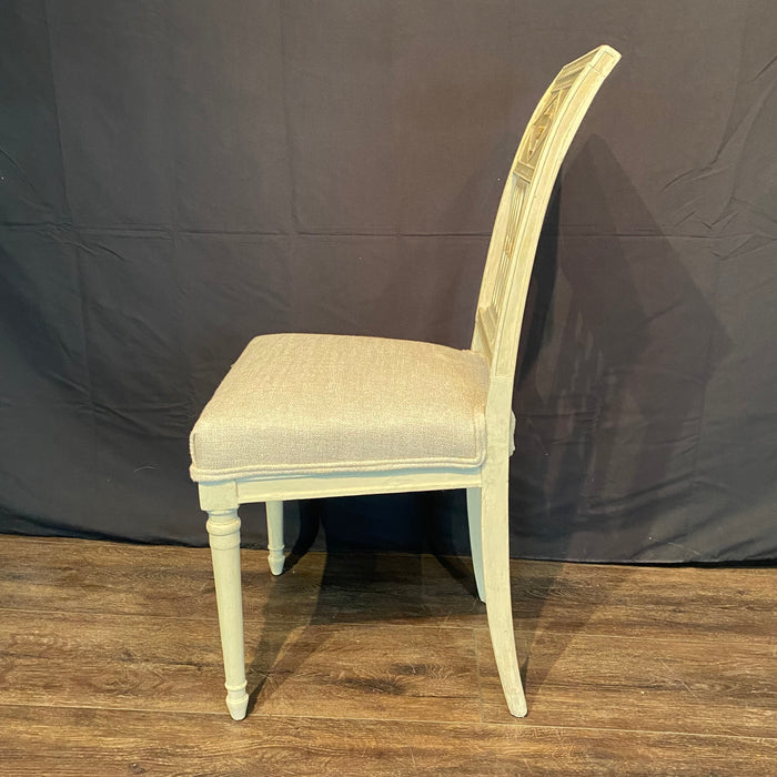 Pair of Early 19th Century French Directoire Period Painted Side Chairs with New Upholstery