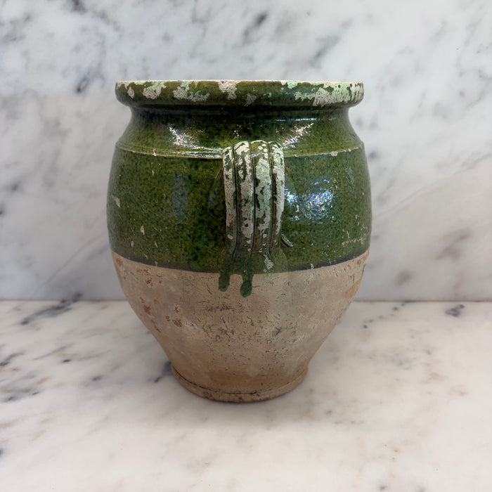 French Confit Pot with Green Glaze from the 19th Century #9067