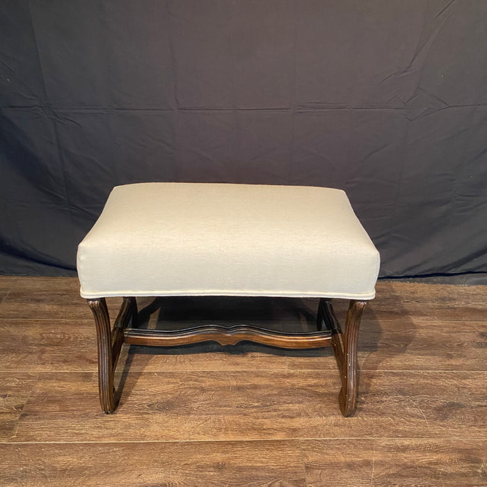 Antique French Os de Mouton Walnut Bench | 19th Century with New Upholstery