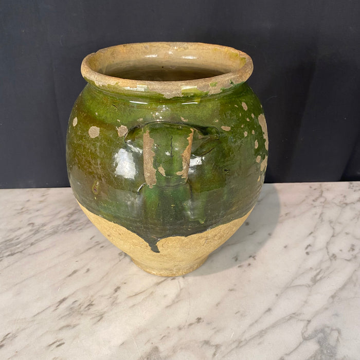 French Confit Pot with Green Glaze from the 19th Century #8857