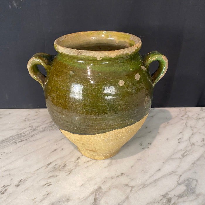 French Confit Pot with Green Glaze from the 19th Century #8857